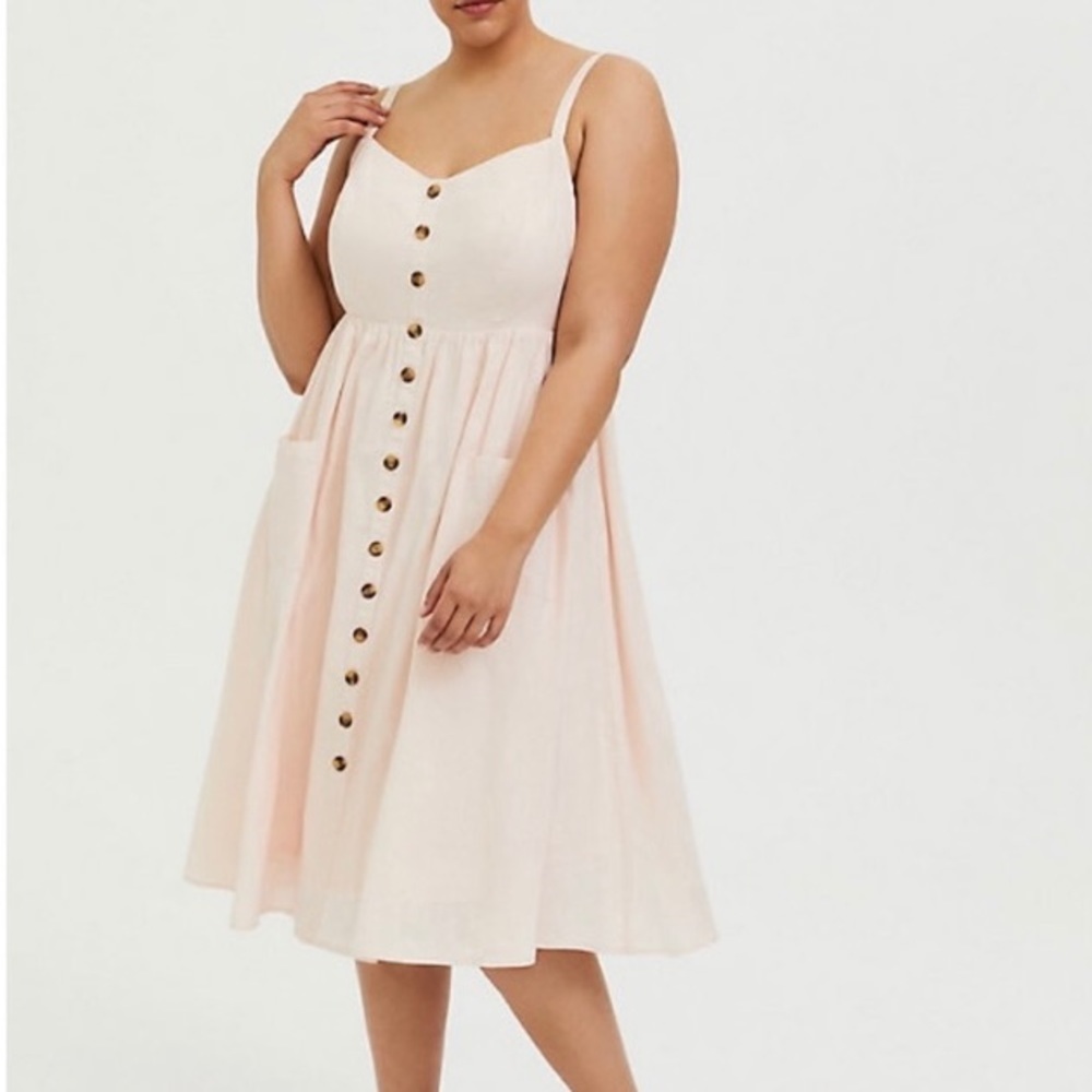 Torrid Blush Linen Blend Dress Size 1 NWT